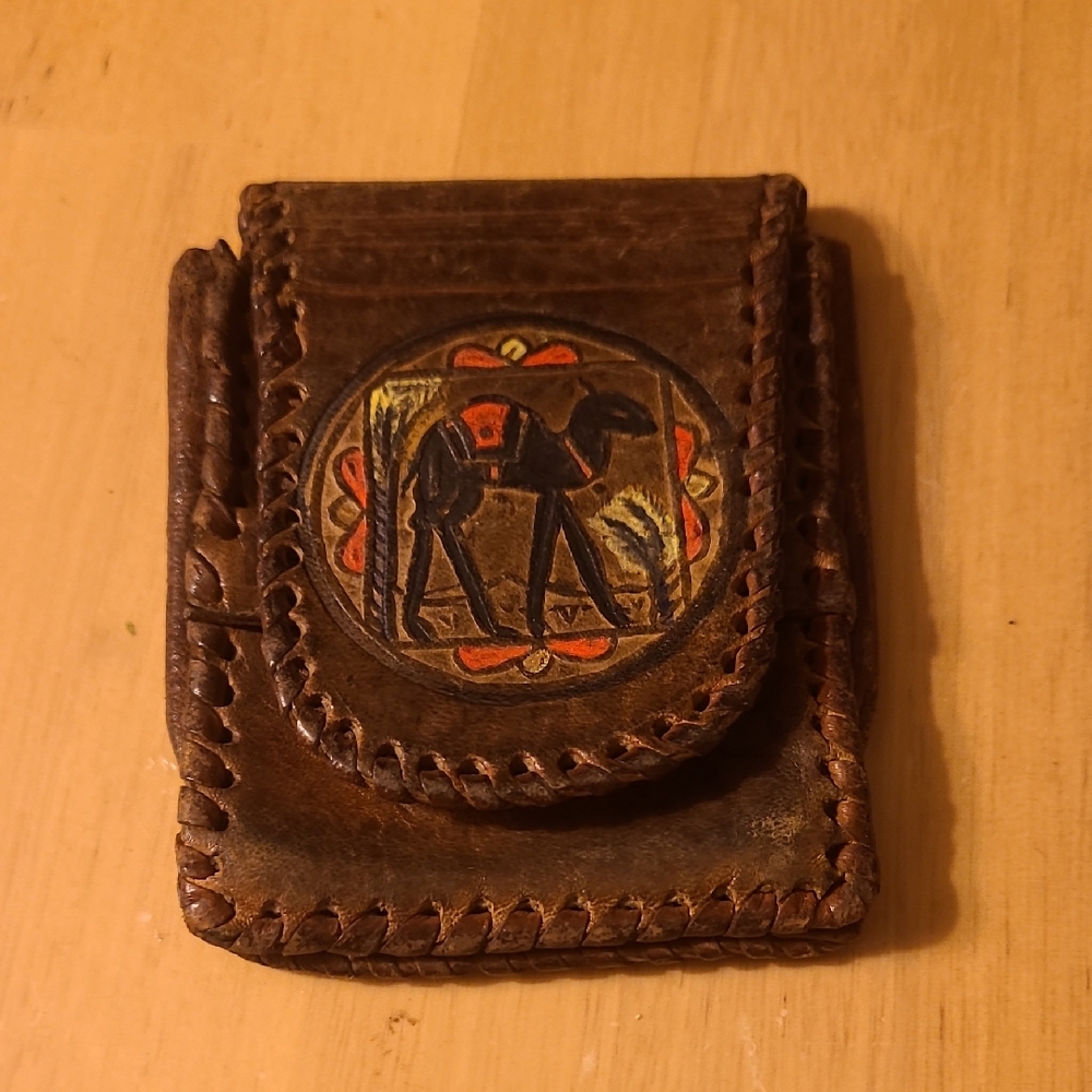VINTAGE 1945 Handcrafted Brown Leather Wallet